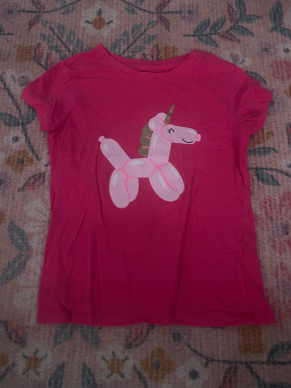 Cat & Jack Bright Pink Unicorn Balloon Short Sleeve Tee